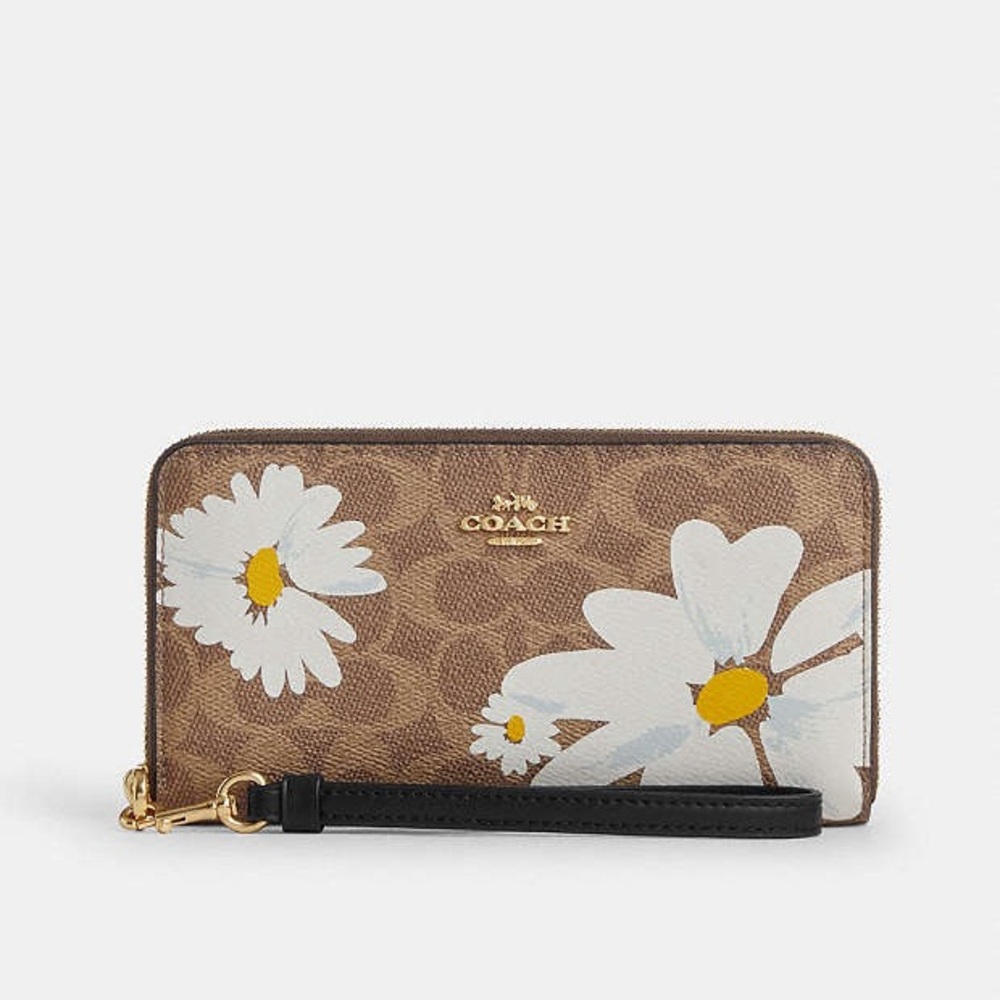 Long Zip Around Wallet In Signature Canvas With Floral Print